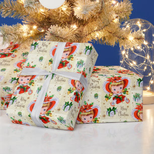 Retro Vintage Weihnachts Mädchen Party Tasche Geschenkpapier