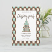 Retro Vintage Weihnachts-Party Einladung (Stehend Vorderseite)