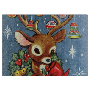Retro Vintage Weihnachts-Rentier-Schneidbrett Schneidebrett
