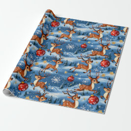 Retro Vintage Weihnachts-Rentierpapier Geschenkpapier