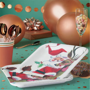 Retro Vintage Weihnachts Santa Party Pappteller