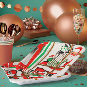 Retro Vintage Weihnachts Santa Party Pappteller