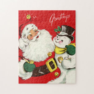 retro vintage Weihnachts-Schneemann-Feiertag Puzzle