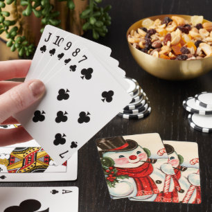 retro-vintage-Weihnachts-Schneemann-Feiertag Spielkarten