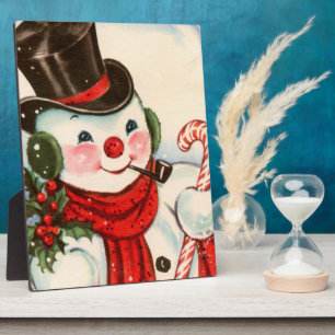 retro-vintage-Weihnachts-Schneemann-Urlaub Fotoplatte