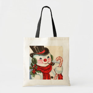 Retro-Vintage-Weihnachts-Schneemann-Urlaub Tragetasche