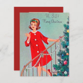 Retro Vintage Weihnachts Schwester hinzufügen Feiertagskarte (Vorne/Hinten)