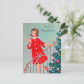 Retro Vintage Weihnachts Schwester Postkarte (Stehend Vorderseite)