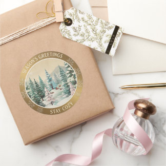 Retro-Vintage-Weihnachts-Trio-Stil J2 Runder Aufkleber