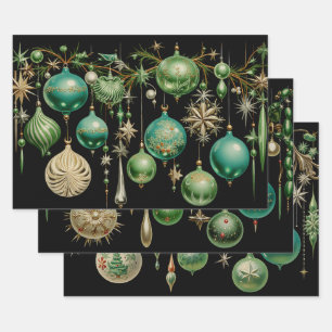 Retro-Vintage-Weihnachts-Trio-Stil X Geschenkpapie Geschenkpapier Set