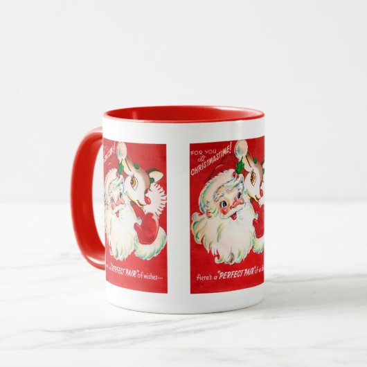 Retro Vintage Weihnachts-Weihnachtsmann-Tasse Tasse (Vorderseite Links)