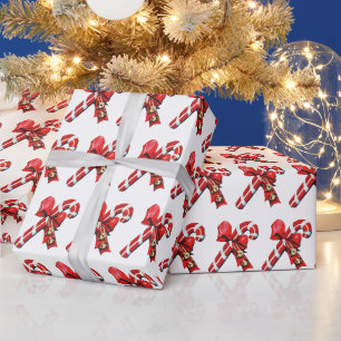 Retro Vintage Weihnachts-Zuckerstangen-Kachel-Must Geschenkpapier