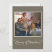 Retro Vintage Weihnachtsabend Familienessen zusamm Feiertagskarte (Vorderseite)