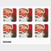 Retro Vintage Weihnachtsaufkleber Quadratischer Aufkleber (Blatt)