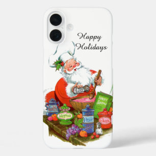 Retro-Vintage-Weihnachtsbacken Santa iPhone 16 Plus Hülle