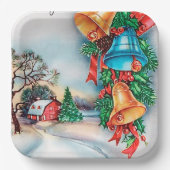 Retro Vintage Weihnachtsbauernplatte Party Pappteller (Vorderseite)