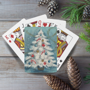Retro-Vintage-Weihnachtsbaum aus den 1950er Jahren Spielkarten