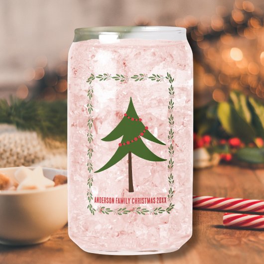 Retro Vintage Weihnachtsbaum & Name der Familie Dosenglas