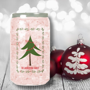 Retro Vintage Weihnachtsbaum & Name der Familie Dosenglas