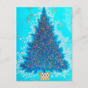 Retro Vintage Weihnachtsbaum Postkarte