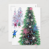 Retro Vintage Weihnachtsbaum und Kinder Postkarte (Vorne/Hinten)
