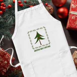Retro Vintage Weihnachtsbaum und Kranz Minimalist Lange Schürze