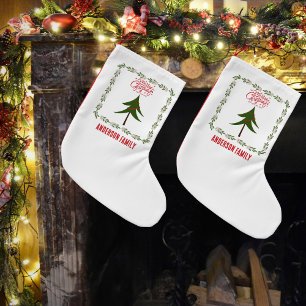 Retro Vintage Weihnachtsbaum und Kranz Minimalisti Kleiner Weihnachtsstrumpf