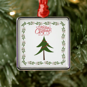 Retro Vintage Weihnachtsbaum und Kranz Minimalisti Ornament Aus Metall