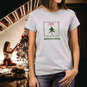 Retro Vintage Weihnachtsbaum und Kranz Minimalisti T-Shirt