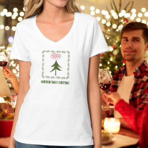 Retro Vintage Weihnachtsbaum und Kranz Minimalisti T-Shirt