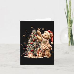 Retro Vintage Weihnachtsbaum und Teddybär Ferien Karte