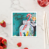 Retro Vintage Weihnachtscreme Angel Serviette (Beispiel)