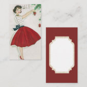 Retro Vintage Weihnachtsdame addieren Visitenkarte (Vorne/Hinten)