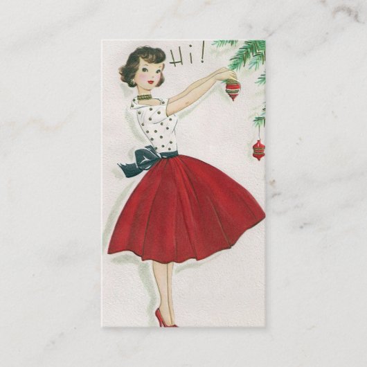 Retro Vintage Weihnachtsdame addieren Visitenkarte (Vorderseite)