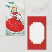 Retro Vintage Weihnachtsdame addieren Visitenkarte (Vorne/Hinten)