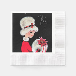 retro vintage Weihnachtsdame Feiertag Serviette