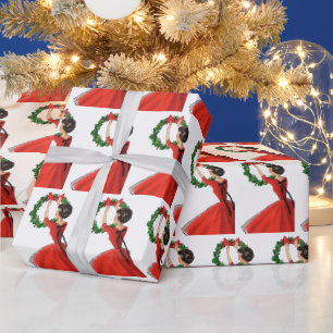 retro-vintage-Weihnachtsdamen-Kacheln-Party Geschenkpapier