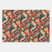 Retro Vintage Weihnachtsdekoration Collage Geschenkpapier Set (Vorderseite 2)