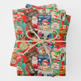 Retro Vintage Weihnachtsdekorationen II Geschenkpapier Set