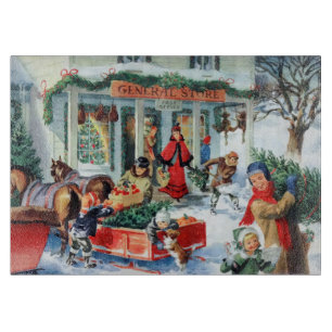 retro-vintage-Weihnachtseinkauf Urlaub Schneidebrett