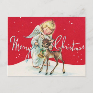 retro-vintage-Weihnachtsengel Feiertagspostkarte