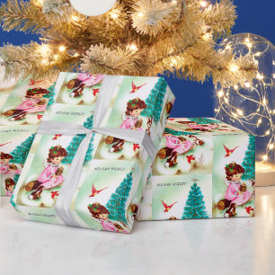 Retro Vintage Weihnachtsengel Partyverpackung Geschenkpapier