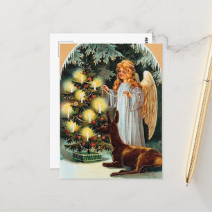 retro vintage Weihnachtsengel Urlaub Postkarte