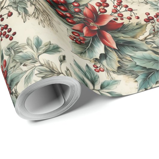 Retro Vintage Weihnachtsfeier Geschenkpapier (Rolleneckpunkt)