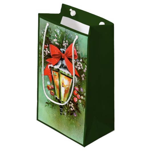 Retro Vintage Weihnachtsfeier Kleine Geschenktüte (Vorderseite Schrägansicht)