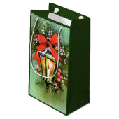 Retro Vintage Weihnachtsfeier Kleine Geschenktüte (Rückseite Schrägansicht)