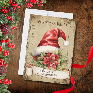 Retro-Vintage-Weihnachtsfeier mit Santa Claus Einladung
