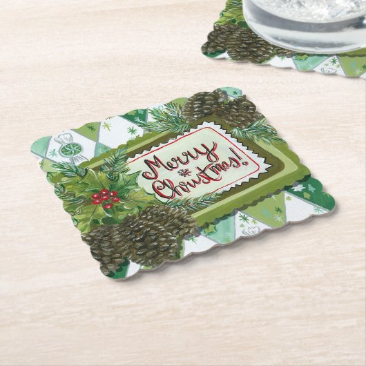 Retro Vintage Weihnachtsfeier Untersetzer (angewinkelt)