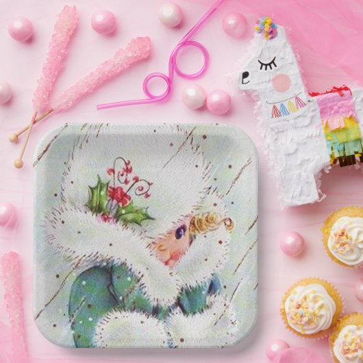 Retro Vintage Weihnachtsfeiertage Dame Party Pappteller (Party)