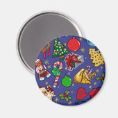 Retro Vintage Weihnachtsfeiertage Kunst Magnet (Vorderseite/Rückseite)
